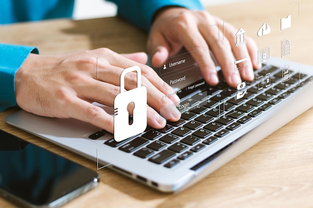 cybersecurity concept global network security technology business people protect personal information encryption with a padlock icon on the virtual interface