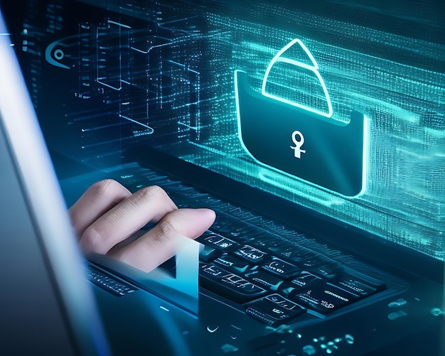 サイバーセキュリティの概念ユーザーのプライバシーのセキュリティと安全なインターネット アクセスの将来のテクノロジー