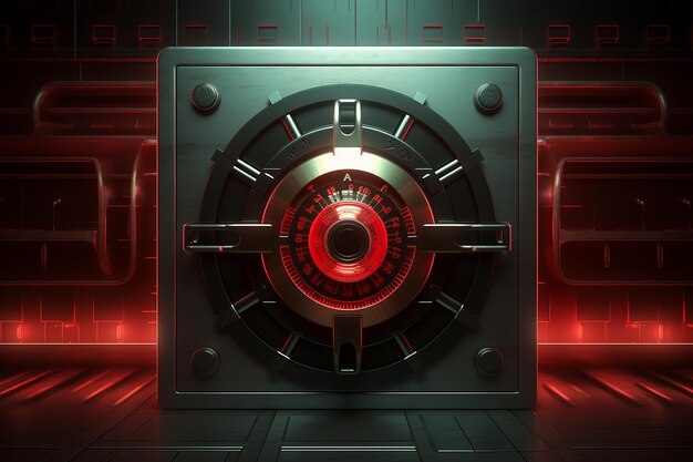 Cybersecurity concept with a lock symbol on a server screen