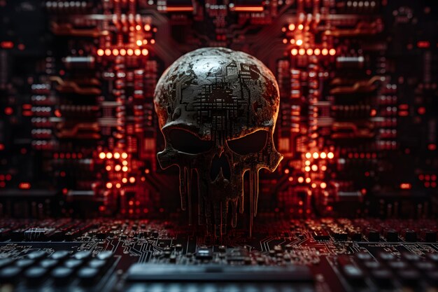 Photo cybersecurity digital skull wallpaper