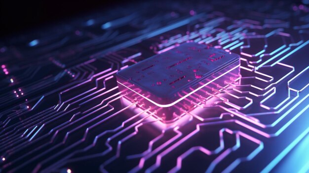Premium Photo | Cybersecurity electrical and neon circuit board for ...