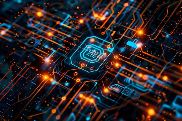 cybersecurity network concept with digital defense and secure data protection in hightech network