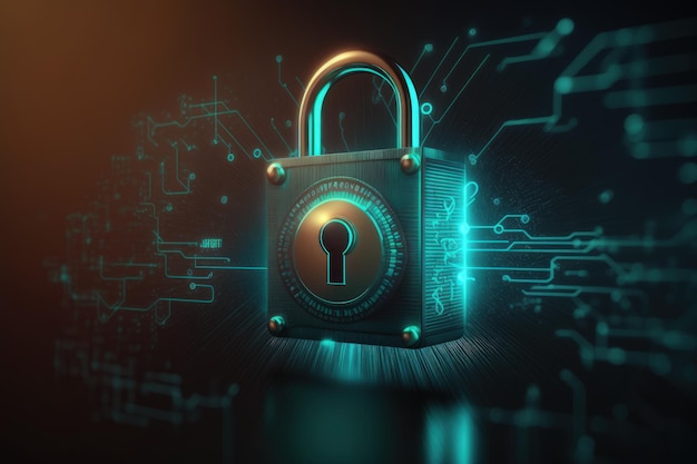 사이버 보안 자물쇠 디지털 잠금 기술 네트워크 데이터 보호 사이버 보안 사물함에서 개인 정보 생성 해커 공격으로부터 방화벽 방패 키 잠금 보안