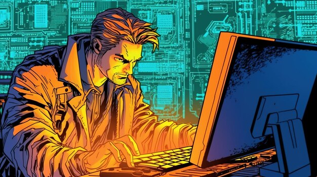 Образ обучения кибербезопасности Фантастическая концепция Иллюстрация живопись