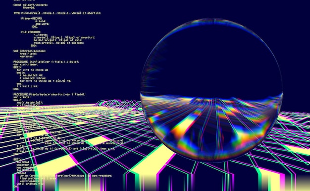 Cyberspace landscape grid Old TV screen error Photo glitch The TV signal is not working Technical problems grunge wallpaper Data decomposition 3D illustration