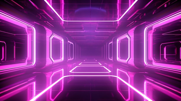 Cyberspace-metrotunnel met Scifi Cyberpunk Corridor en Neon Copy Space AI gegenereerd