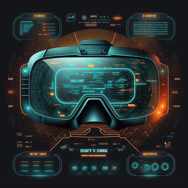 Cyberspace Virtual reality in HUD GUI style Futuristic VR