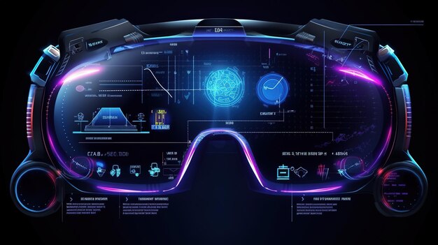 サイバースペース HUD GUI スタイルの仮想現実 ゲーム背景デザイン用 HudGUI 技術背景 デジタル データ 生成 AI