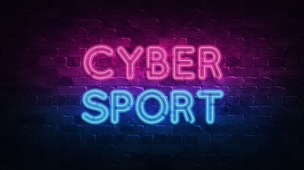 Foto insegna al neon rosa e blu di cybersport