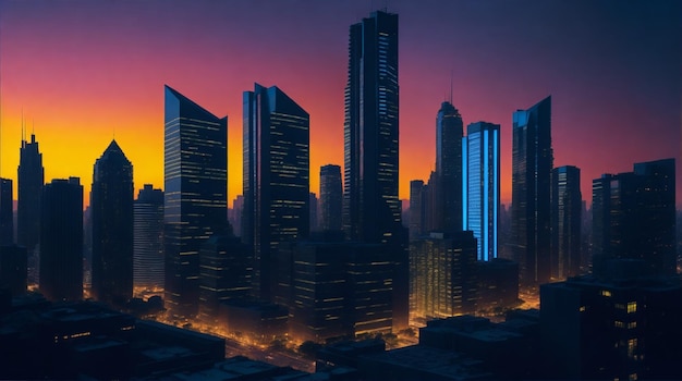 Cyberstad met futuristische gebouwen