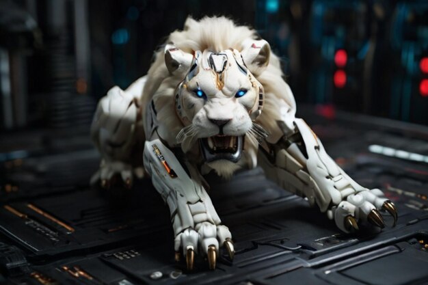 Cybertech wild white lion attacking