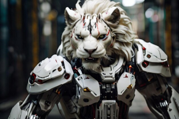 Cybertech wild white lion attacking