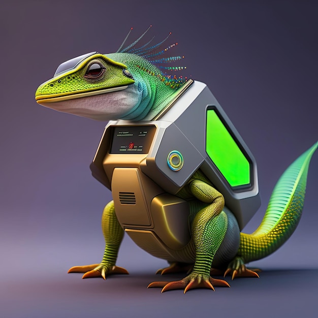 Cyborg animal or pet retro futuristic and punk style ia generated illustration