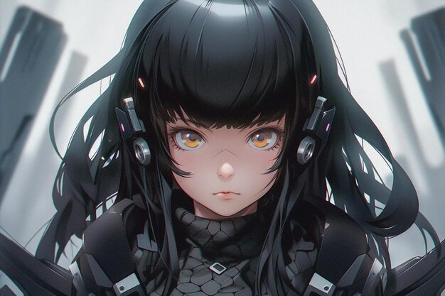 futuristic anime style girl. Neural network AI generated 23138039