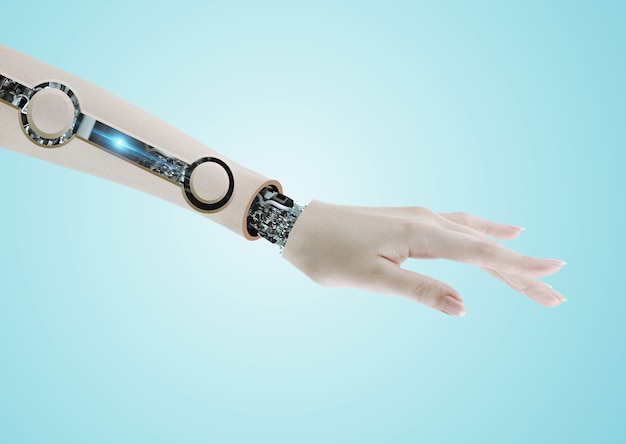 Photo cyborg arm infinite background