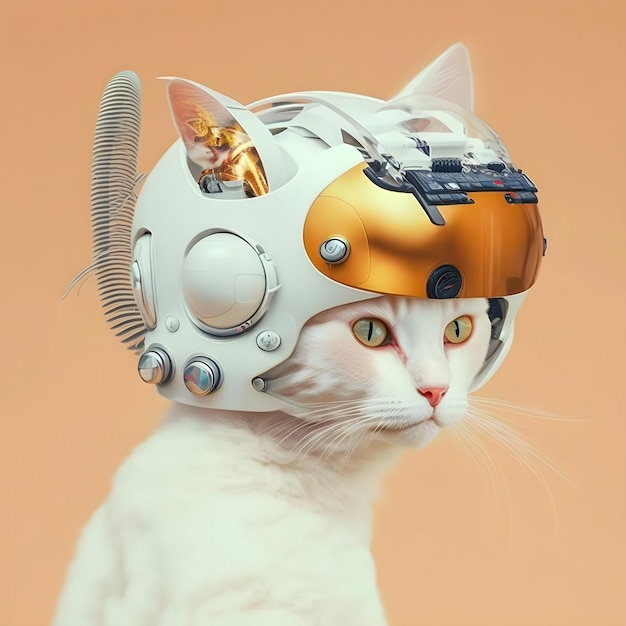 Cyborg Cat portrait futuristic art