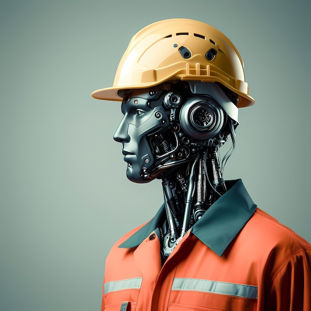 Cyborg Construction Worker Robot at Work Ai ethics