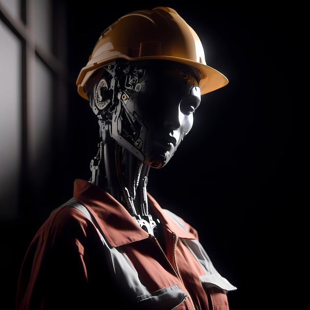 Cyborg Construction Worker Robot at Work Ai ethics