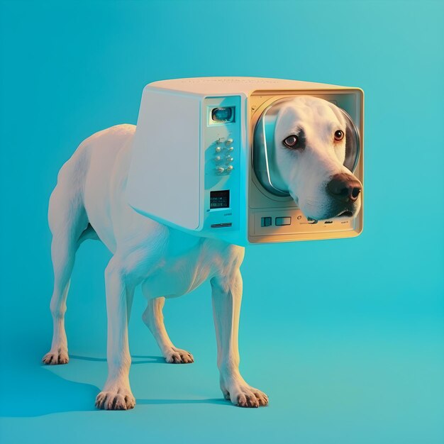 Photo cyborg dog portrait futuristic art