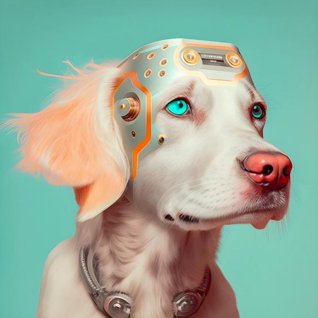 Cyborg Dog portrait futuristic art