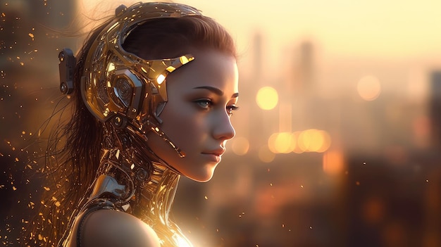 Cyborg girl Generative AI