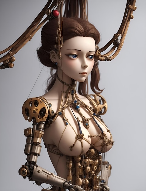Cyborg girl steampunk robot