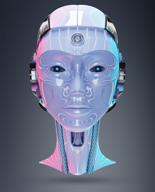 Photo cyborg head artificial intelligence