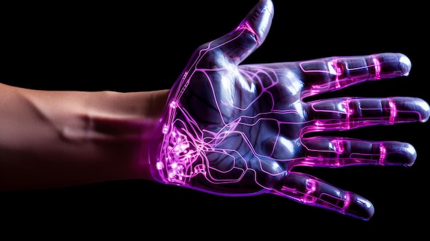 Cyborg human robot arm in futuristic style