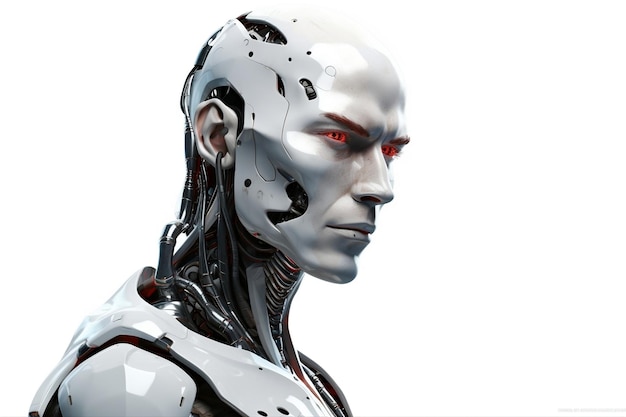 Cyborg Humanoid Robot Isolated on White Background Generative AI