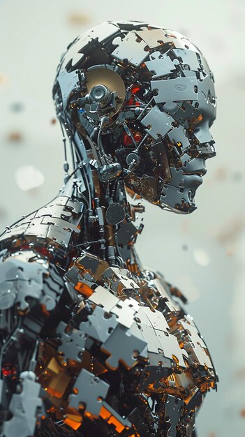 Cyborg made of puzzle pieces