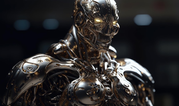 The cyborg metallic body hummed with energy Creating using generative AI tools