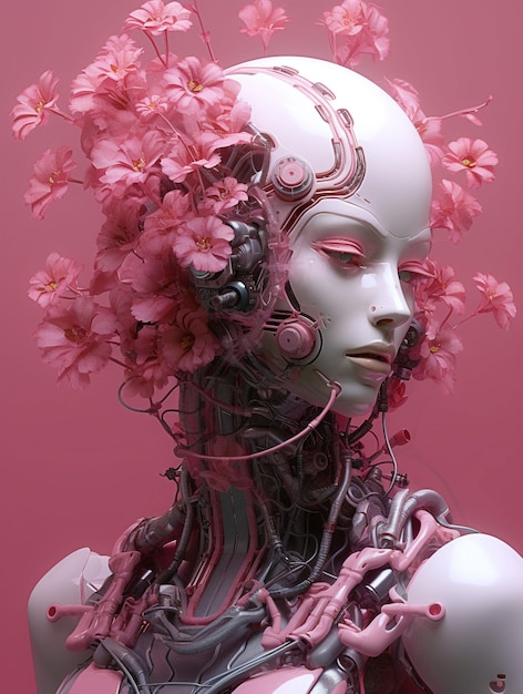 Cyborg pink flowers