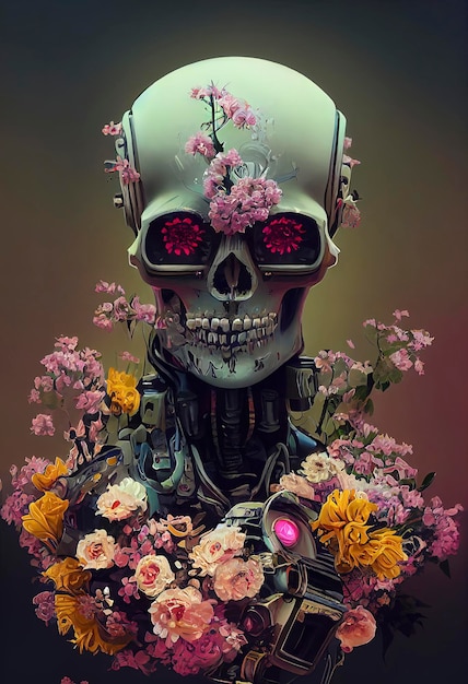 Cyborg with flower