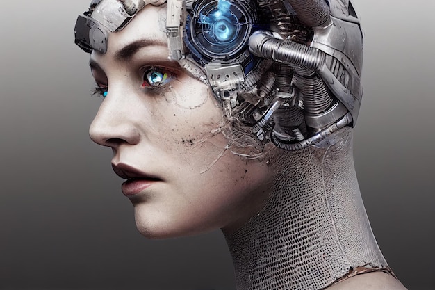 Cyborg woman abstract science and technology backgrounds Digital illustration