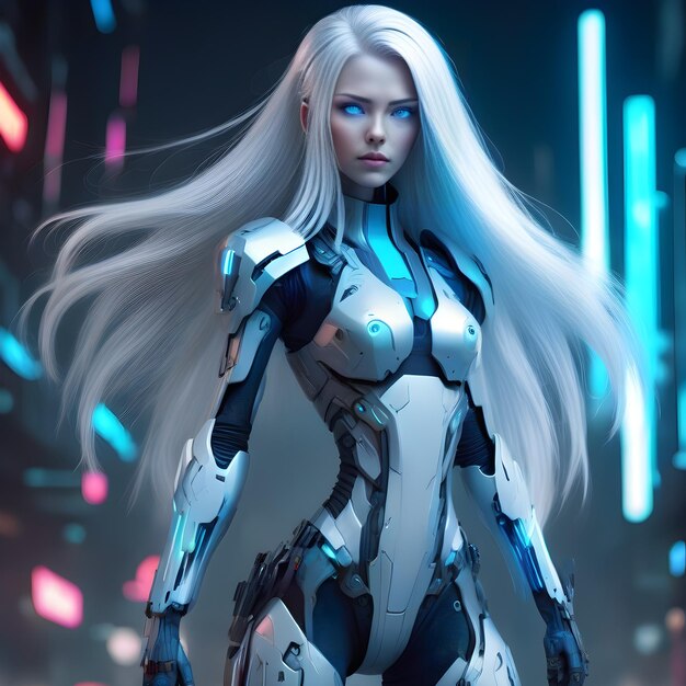 Cyborg Woman with Blue Eyes