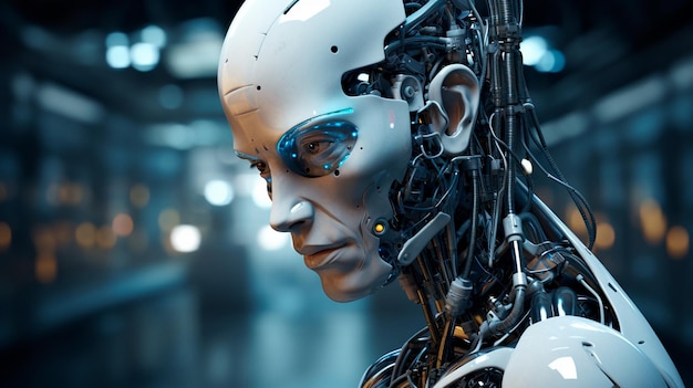 cyborgvrouwenrobot in kunstmatige intelligentie