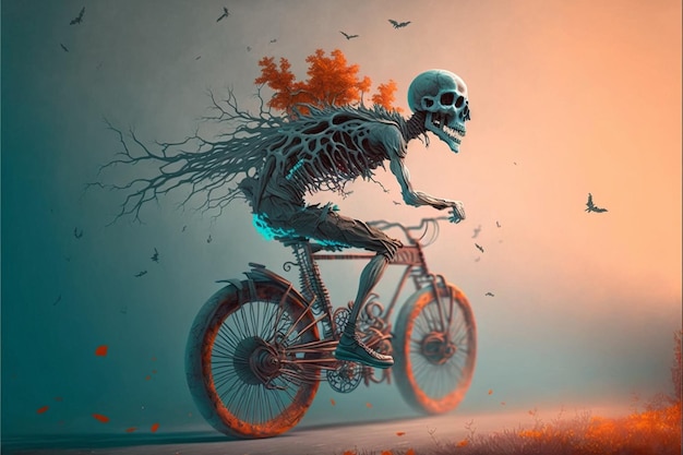 Cycling animals sport bicycling creatures creative ideas of fantastic tale ai generative