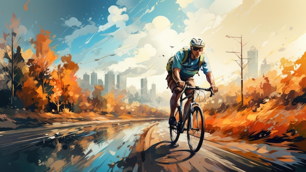 a cycling modern illustration