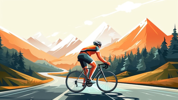 a cycling modern illustration