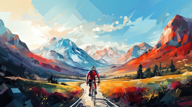 a cycling modern illustration