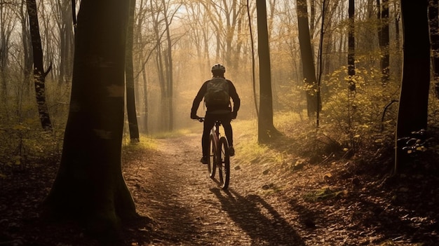 Cycling nature back view