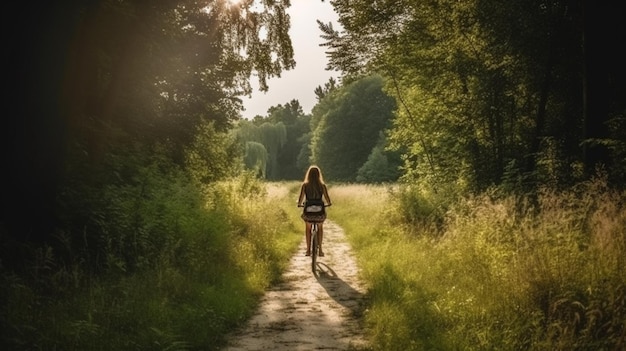 Cycling nature back view