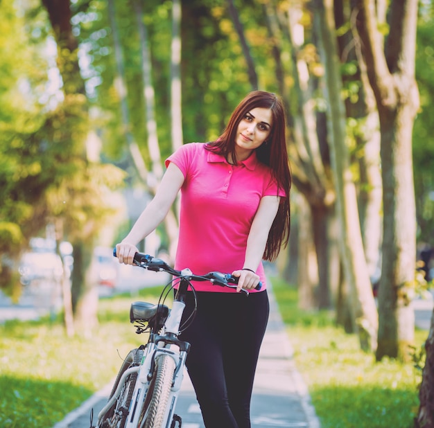 Cycling young couple.