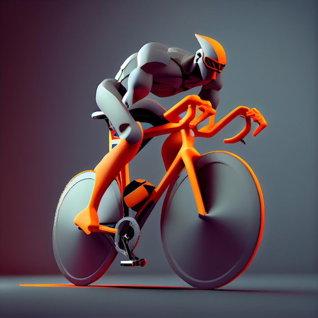 Cyclist 3d render illustration isolated on dark background