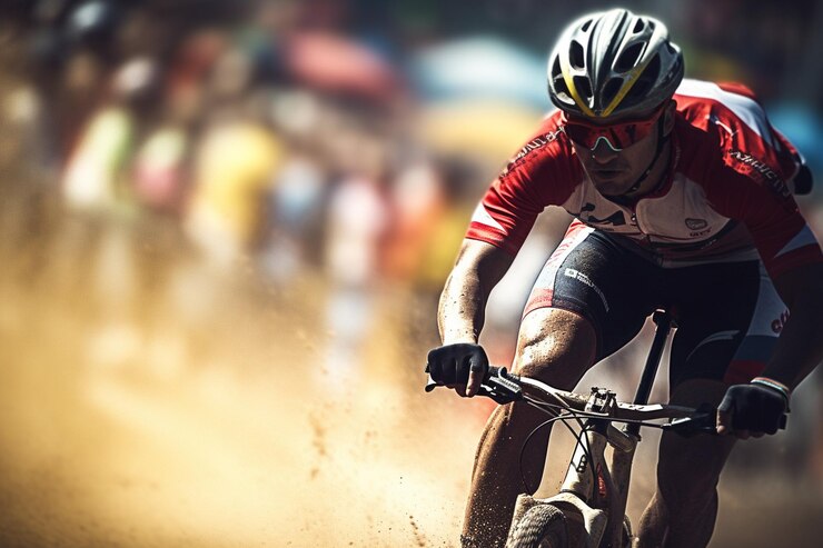 Photo cyclist in a bycicle race