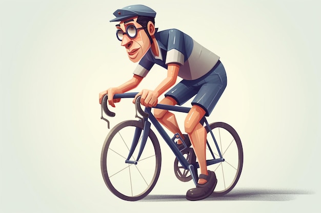 Cyclist riding bicycle in the mountains Cartoon vector illustration