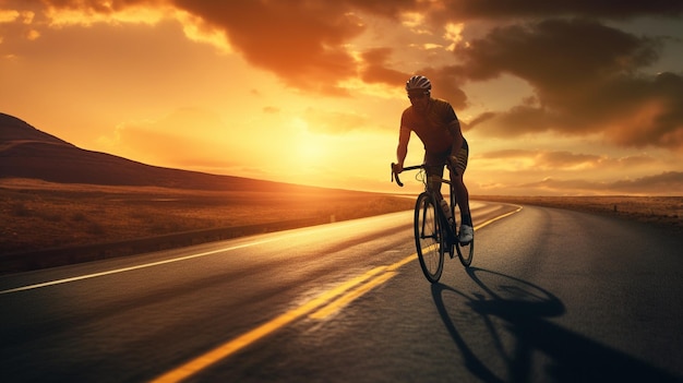 cyclist riding on a bicycle in the mountains