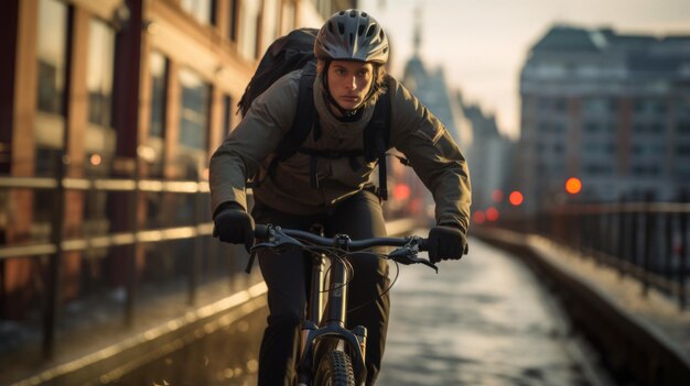 Cyclist riding a bike in the city