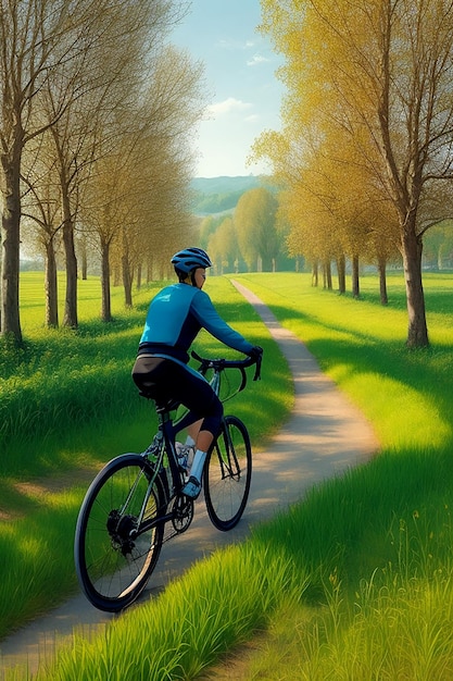 cyclist riding a charming countryside AI_Generated