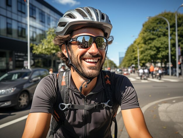 Cyclist riding in the city